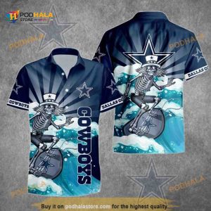 Dallas Cowboys Hawaiian Shirt, Skeleton Unique Gift For Football Lovers Aloha Shirt