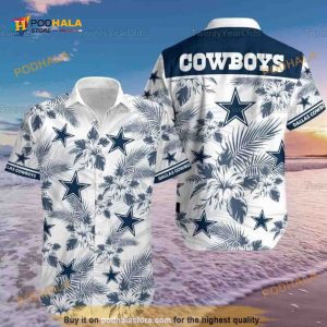 Dallas Cowboys Hawaiian Shirt, Tropical Flower Pattern Aloha Shirt