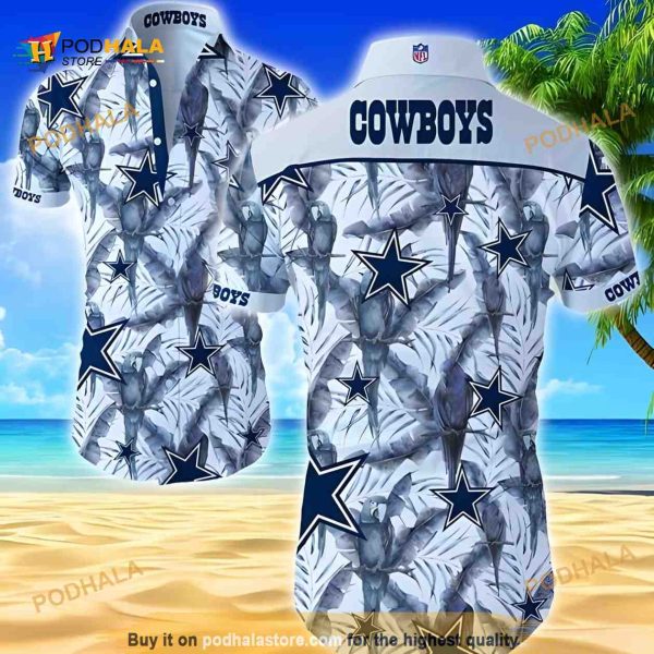 Dallas Cowboys Hawaiian Shirt, Tropical Flower Pattern Beach Lovers Gift Aloha Shirt