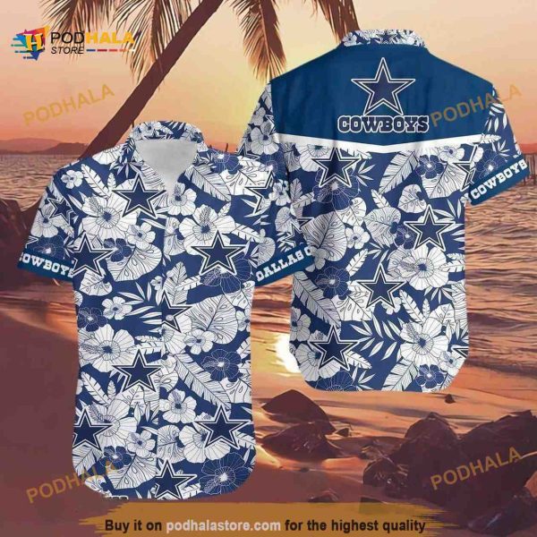Dallas Cowboys Hawaiian Shirt, Tropical Pattern Gift For Beach Trip Aloha Shirt