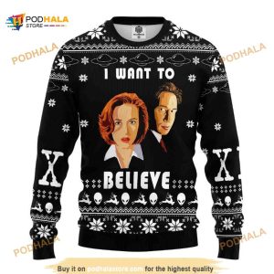 Dana Scully I Want To Believe Ugly Christmas Sweater