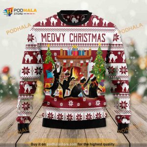 Dancing Meowy Christmas Cat Ugliest Christmas Sweater