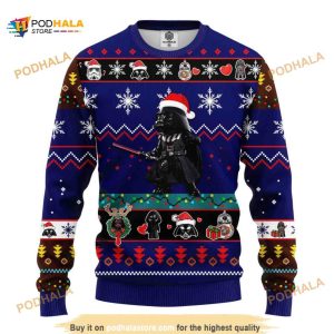 Darth Vader Blue Xmas Funny Ugly Sweater 3D