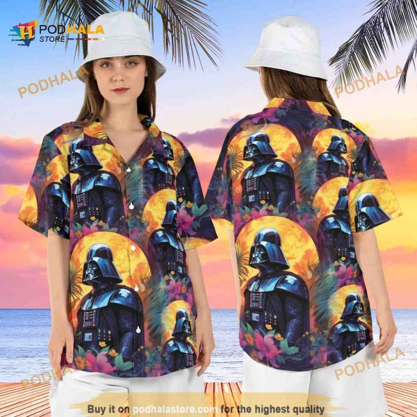Darth Vader Sunset Halloween Hawaiian Shirt, Mens Tropical Star Wars Aloha Shirt