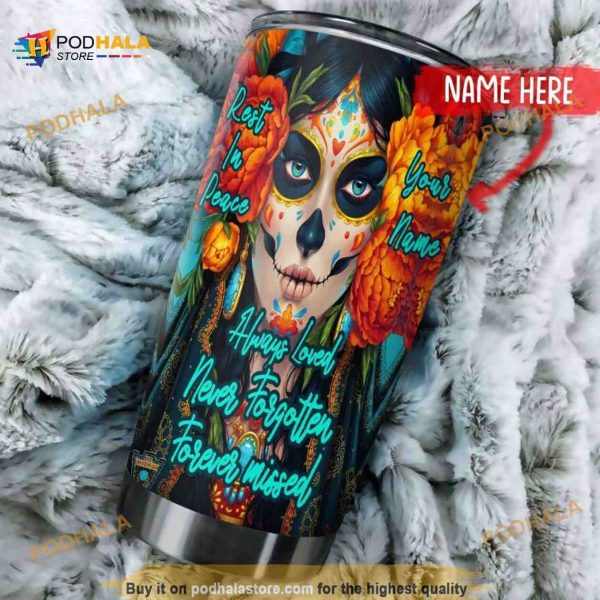 Day Of The Dead Halloween Personalized Gift For Family Travel Coffee Tumbler