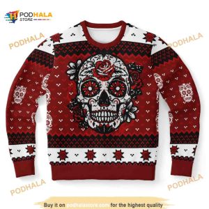 Day Of The Dead Red Funny Ugly Sweater 3D Xmas