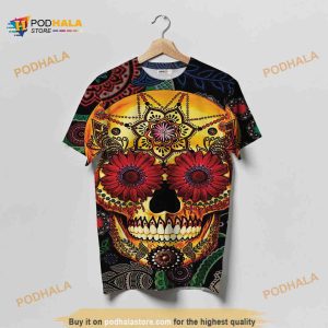 Day Of The Dead Sugar Skull Shirt, 3D Printed Graphic Tees