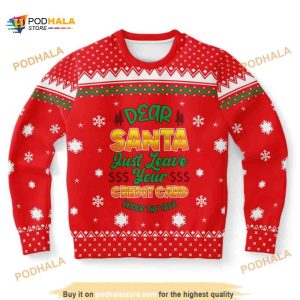 Dear Santa Just Leave Your Credit Card Ugly Xmas Wool Sweater