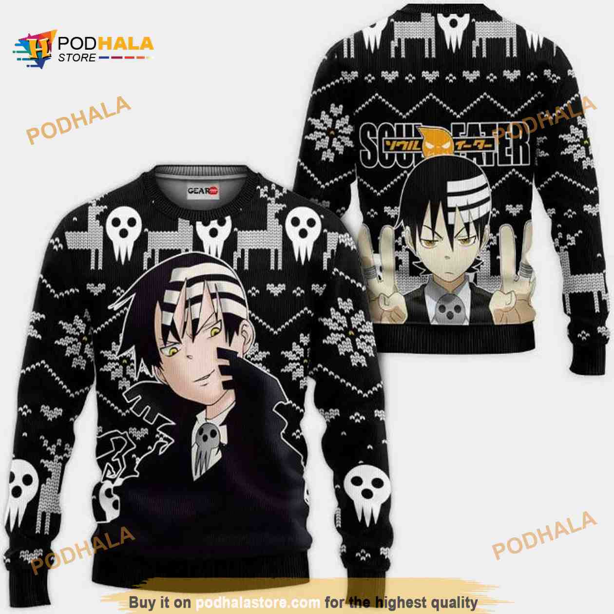 Death The Kid Anime Soul Eater Xmas Ugly Christmas Sweater Death The Kid Anime Soul Eater Xmas Ugly Christmas Sweater