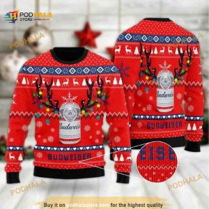 Deer Budweiser Ugly Xmas Wool Sweater
