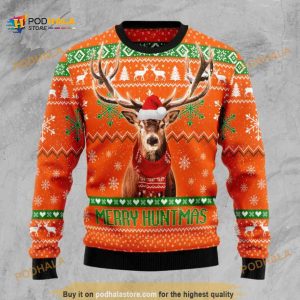 Deer Merry Huntmas 3D Christmas Funny Ugly Sweater
