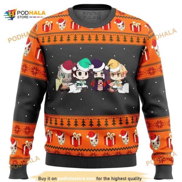 Demon Slayer Chibi 3D Funny Ugly Sweater Xmas