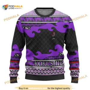 Demon Slayer Kimetsu No Yaiba Anime Kokushibo Xmas Ugly Wool Knitted Sweater