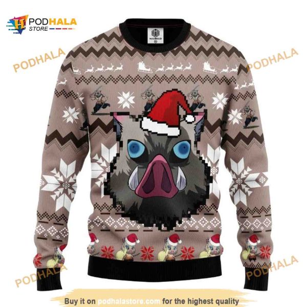 Demon Slayer Kimetsu No Yaiba Hashibira Inosuke Ugly Christmas Sweater