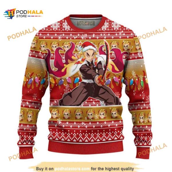 Demon Slayer Kyojuro Rengoku Anime Ugly Christmas Sweater 3D