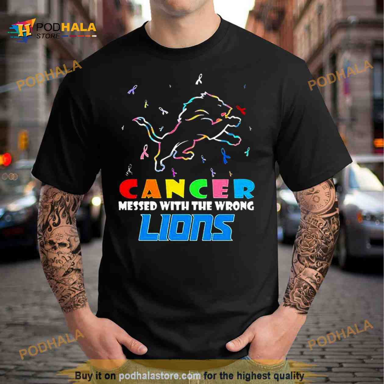 Detroit Lions NFL Cancer Mess With The Wrong Shirt Detroit Lions NFL Cancer Mess With The Wrong Shirt