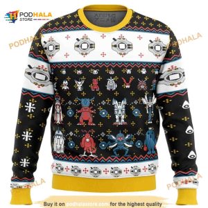 Digimon Sprites Funny Ugly Sweater 3D Xmas