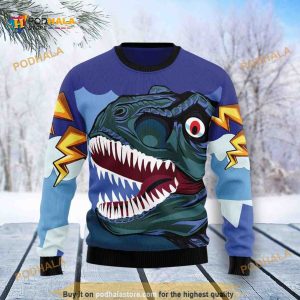 Dinosaur Face Funny Ugly Sweater 3D Christmas