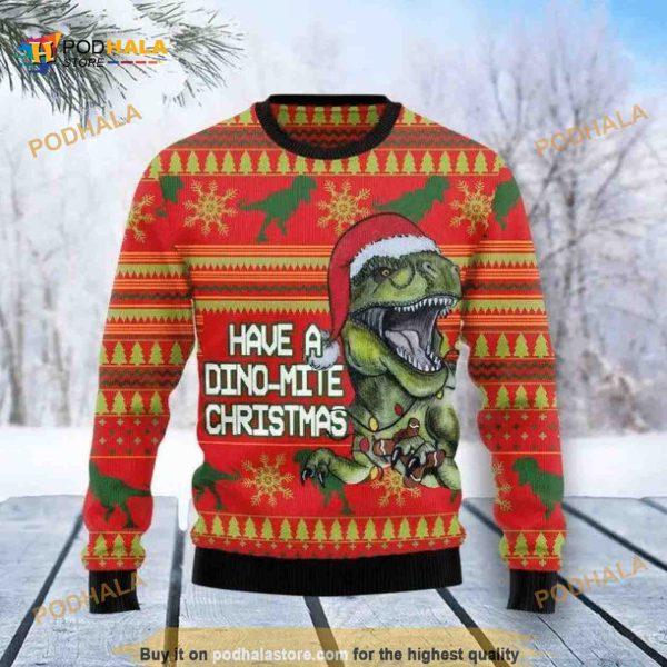 Dinosaur Funny Ugly Christmas Sweater 3D All Over Print