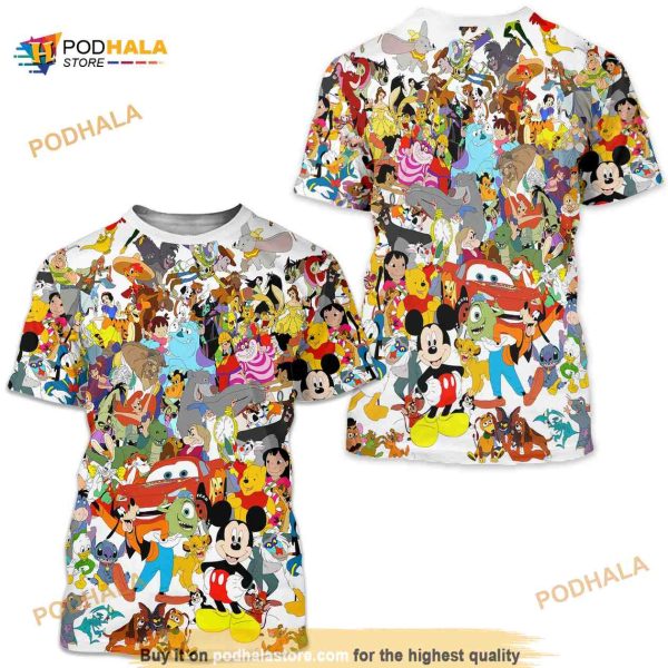 Disney Character Collage All Over Print 3D Shirt