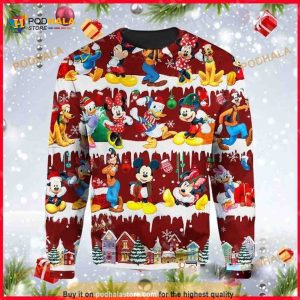 Disney Characters Mickey Donald Duck Pluto Xmas Wool Ugly Sweater