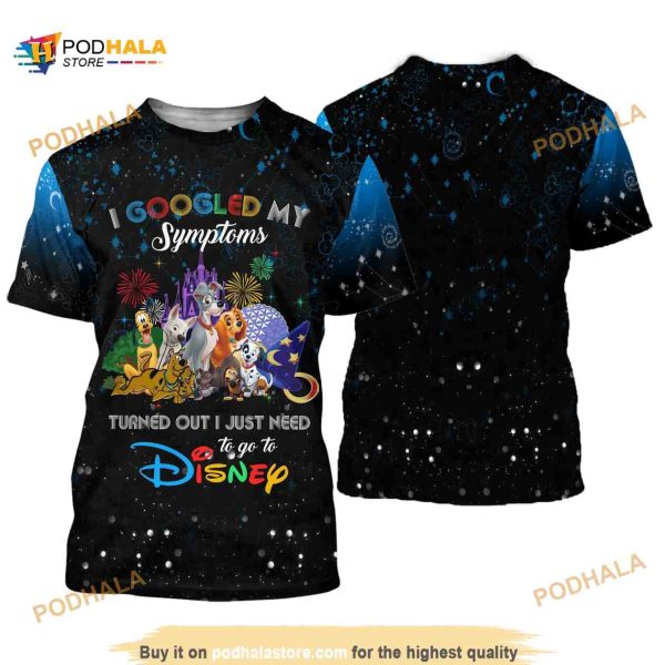 Disney Dogs Quotes Blue Black Pattern Disney Cartoon Outfits Unisex Casual Shirt 3D