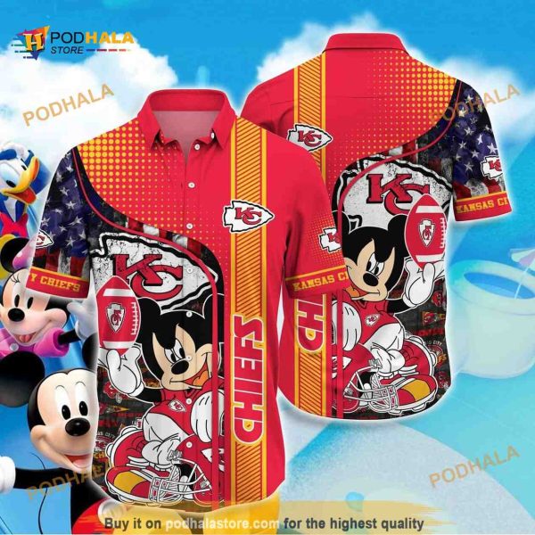 Disney Hawaiian Shirt Mickey Mouse Kansas City Chiefs Summer Holiday Gift