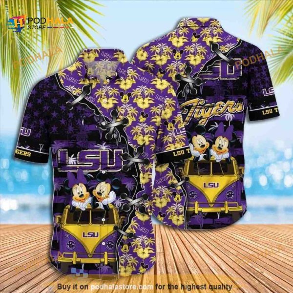 Disney Hawaiian Shirt Mickey Mouse LSU Tigers Gift For Fans