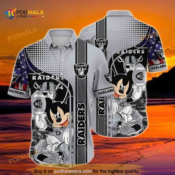 Disney Hawaiian Shirt Mickey NFL Las Vegas Raiders Gift For Football Fans