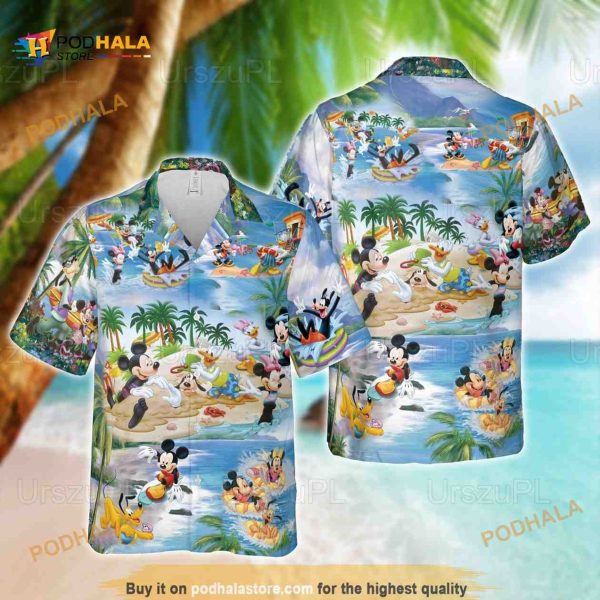 Disney Mickey And Friends Summer Vacation Shirt, Mickey Button Down Shirt