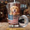 Dog Golden Retriever Dog With American Flag Stainless Steel Cup Coffee Tumbler