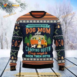 Dog Mom and Camping Queen Ugly Xmas Wool Sweater