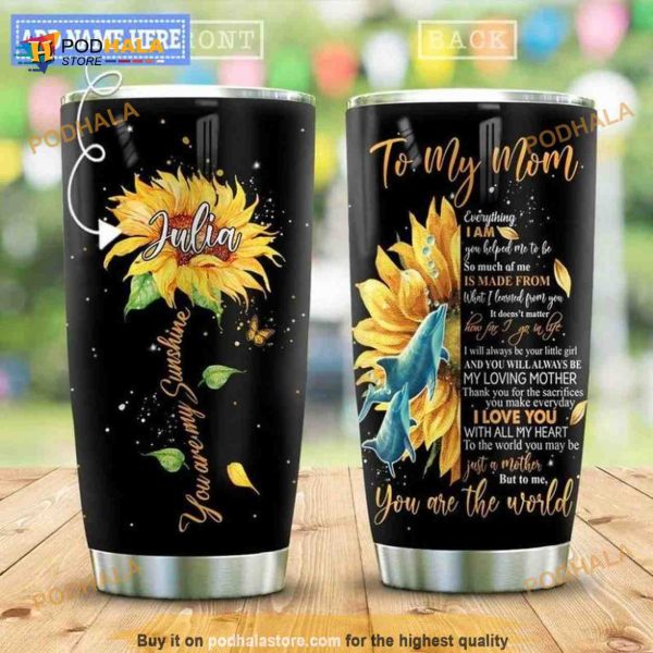 Dolphin Mother With Sunflower Personalized Coffee Tumbler
