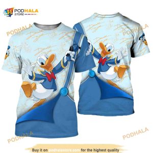 Donald Duck Blue Button Overalls Patterns Disney Cartoon 3D Shirt