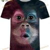 Dowager Summer Men's Monkey 3D Print Top Shirt Fashion