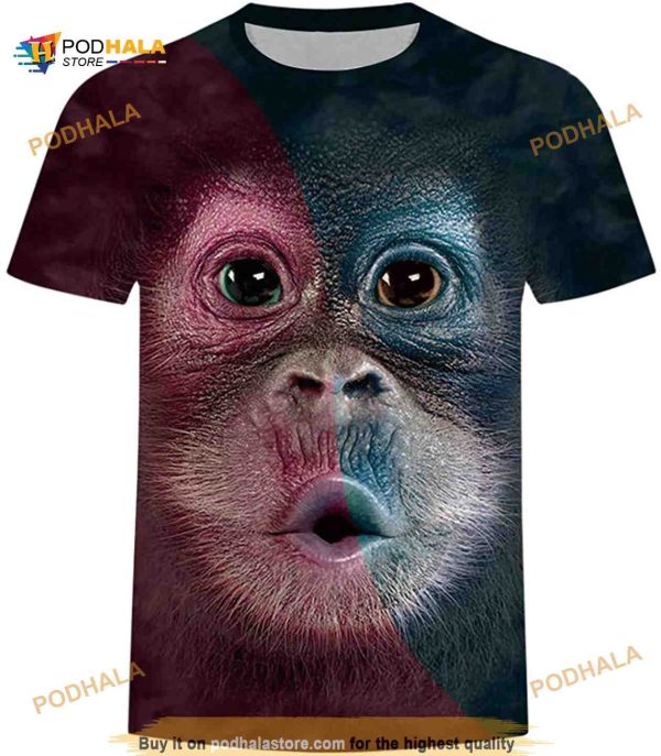 Dowager Summer Men’s Monkey 3D Print Top Shirt Fashion