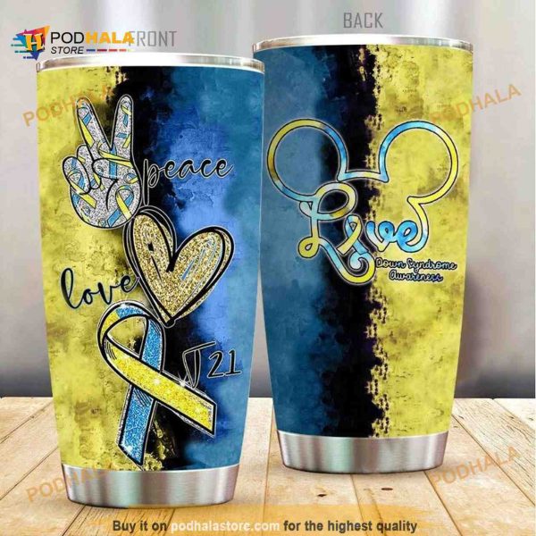 Down Syndrome Peace Love Stainless Steel Cup Coffee Tumbler