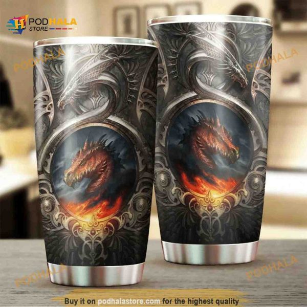 Dragon & Dungeon Tattoo Stainless Steel Cup Coffee Tumbler
