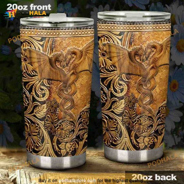 Dragon Leather Pattern Print Stainless Steel Cup Coffee Tumbler