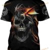 Dragon On Skull Shirt S-5XL Design 3D All Over Printed