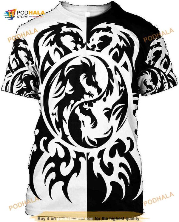 Dragon Tattoo Art Shirt Long Sleeves 3D Print Design Long Sleeves