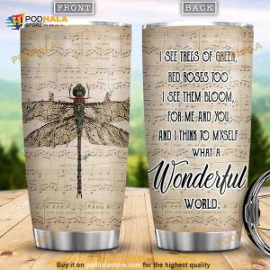 Dragonfly What A Wonderful World Stainless Steel Cup Coffee Tumbler