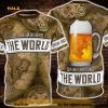 Drink Around The World BEER Vintage World map 3D Shirt