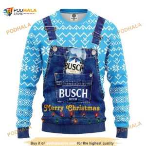 Drink Lover Merry Xmas Busch Beer Ugly Christmas Sweater