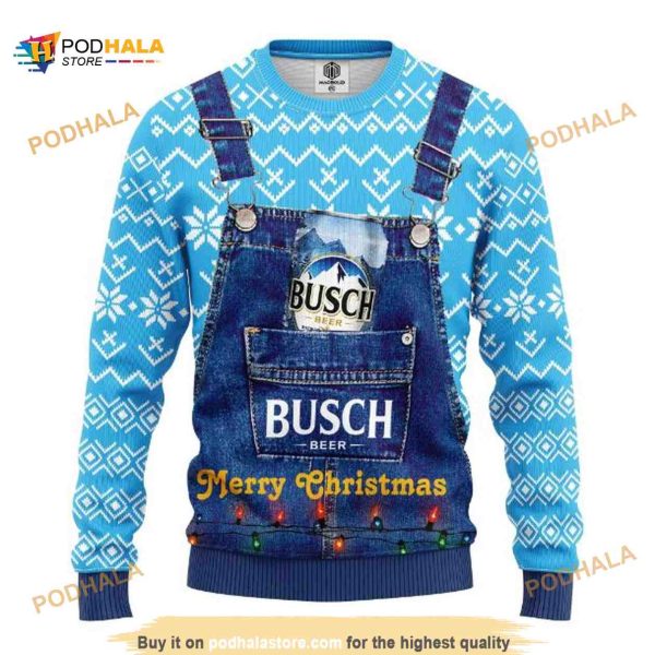 Drink Lover Merry Xmas Busch Beer Ugly Christmas Sweater