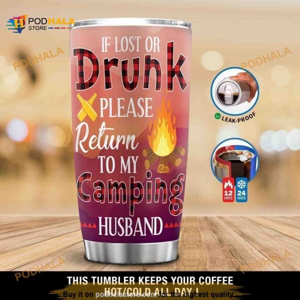 Drunk Camping Husband Stainless Steel Cup Coffee Tumbler