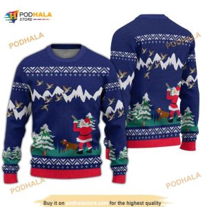 Duck Hunter Santa Christmas Chirstmas Funny Gift Ugly Wool Sweater