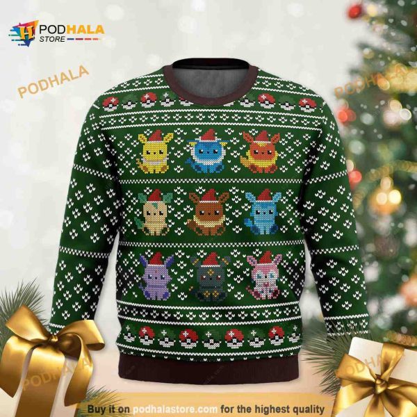 Eevee Eeveelutions Pokemon Christmas Ugly Xmas Sweater, Xmas Gifts