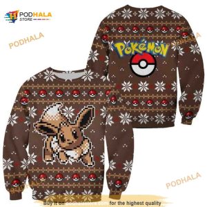 Eevee Pokemon Brown Xmas Ugly Christmas Sweater, Xmas Gifts