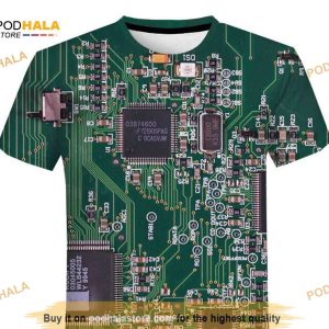 Electronic Chip 3D Machine Printed Oversized Shirt